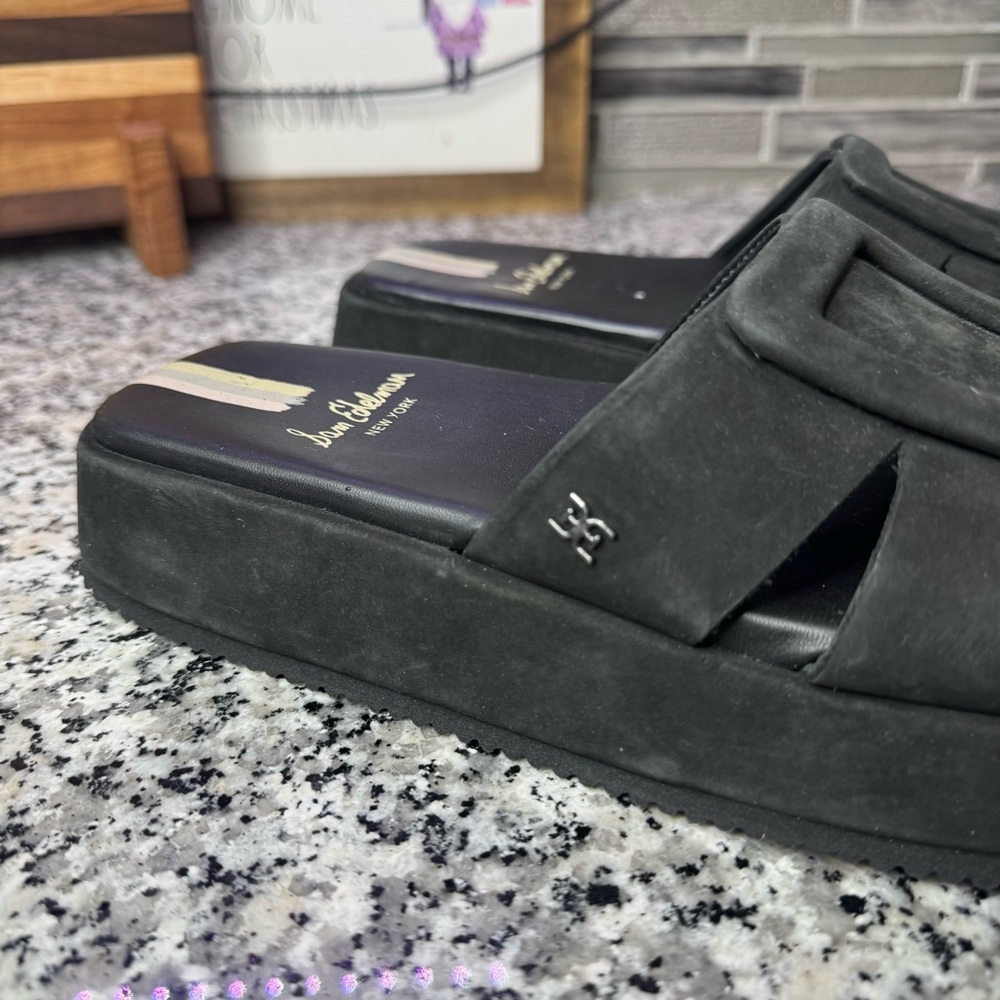 Sam Edelman Wendy Platform Black Slide Sandals Size 38 - Picture 2 of 10